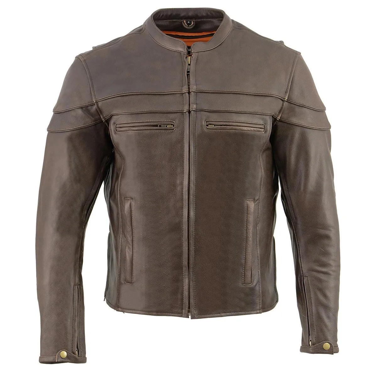 Men's Sporty Crossover Retro Brown Leather Jacket