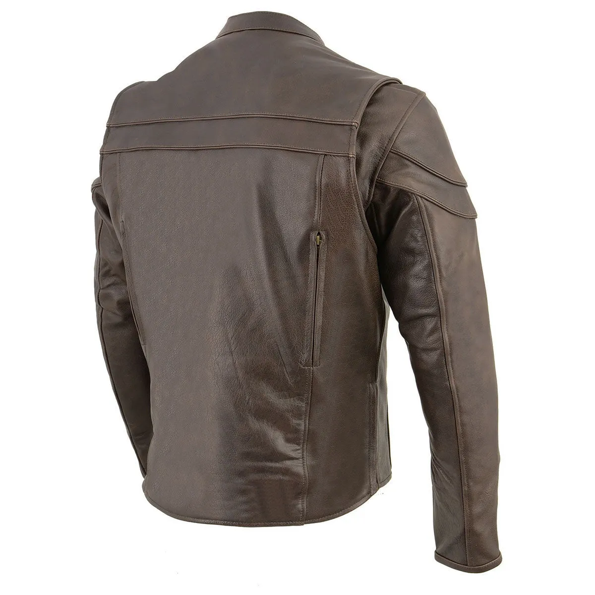 Men's Sporty Crossover Retro Brown Leather Jacket