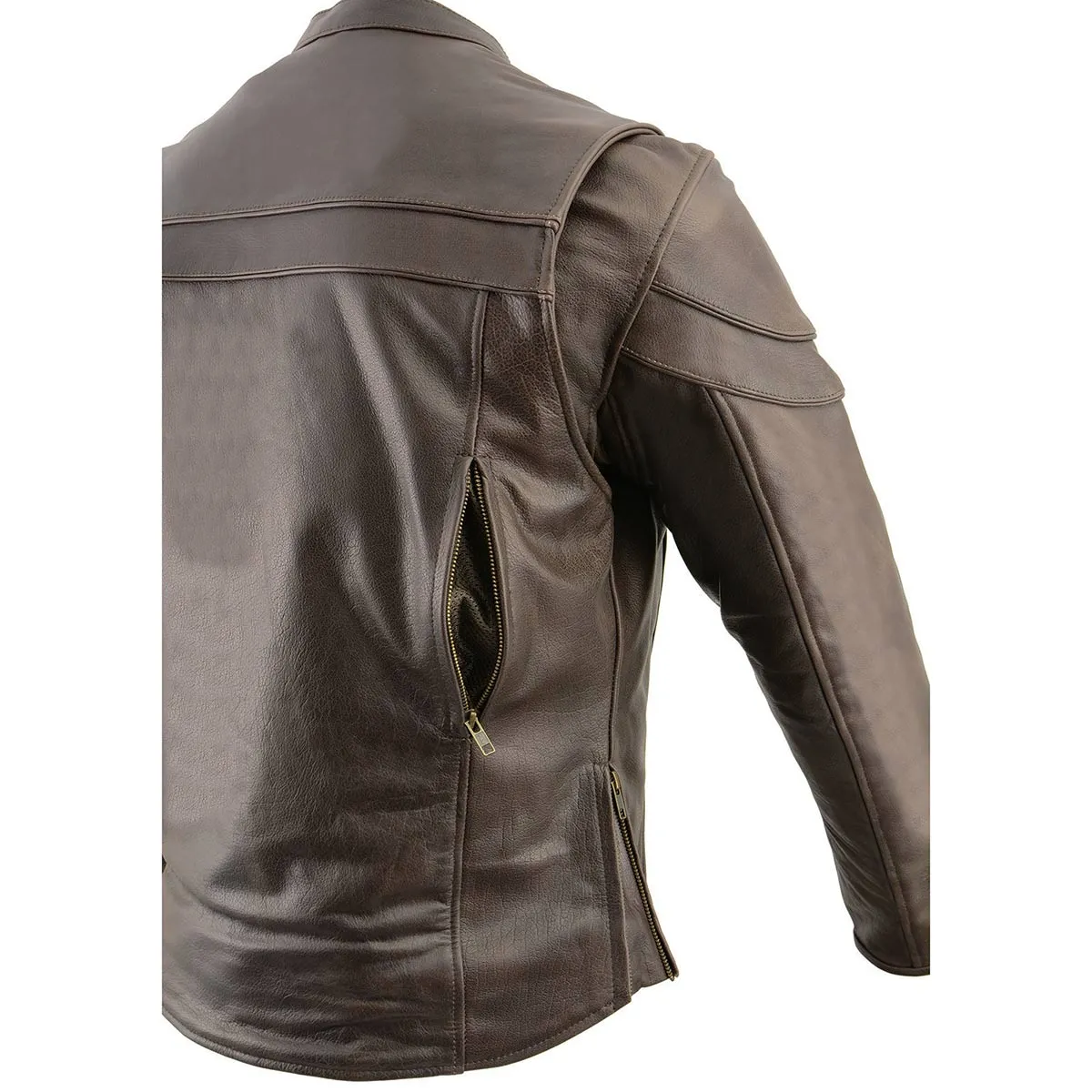 Men's Sporty Crossover Retro Brown Leather Jacket