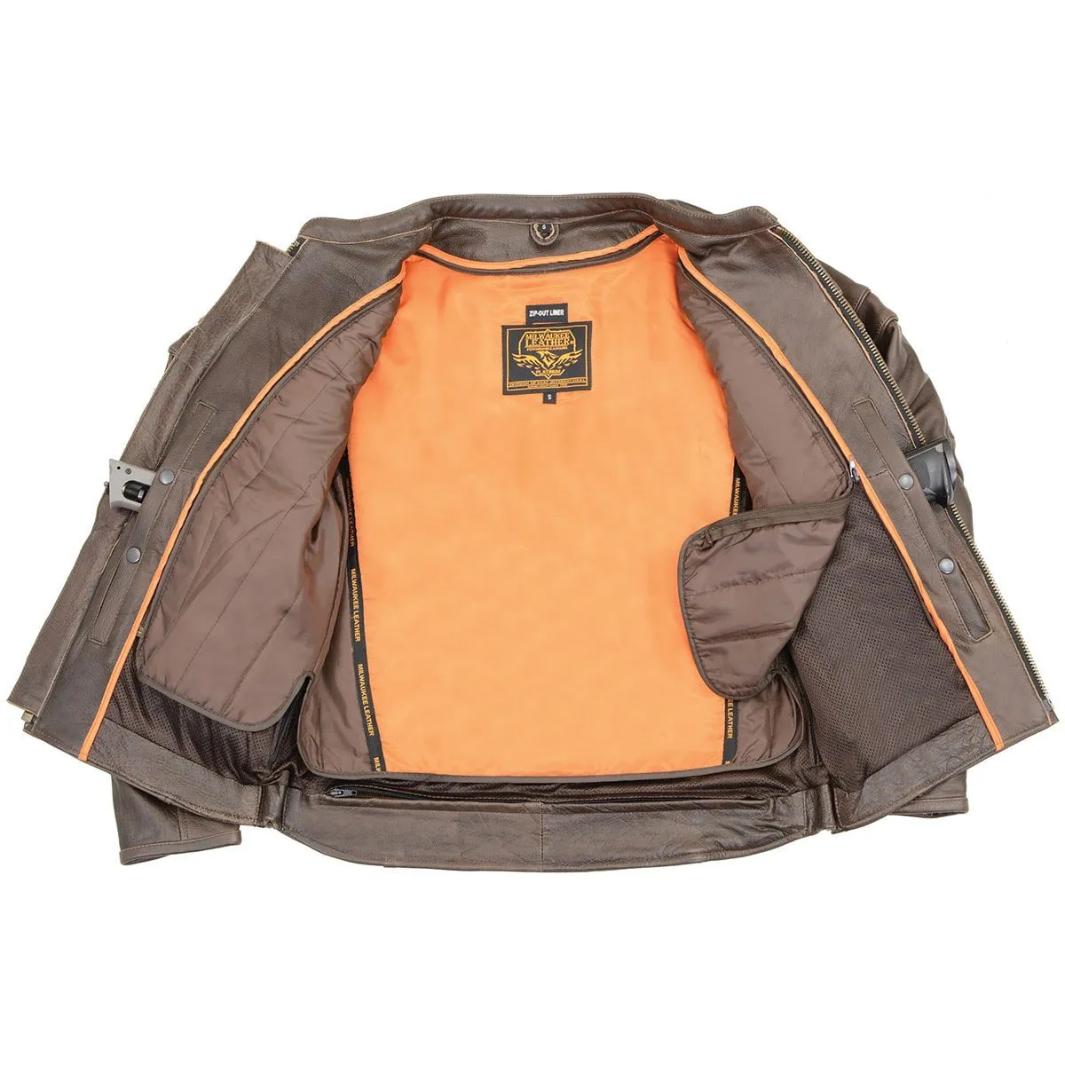 Men's Sporty Crossover Retro Brown Leather Jacket