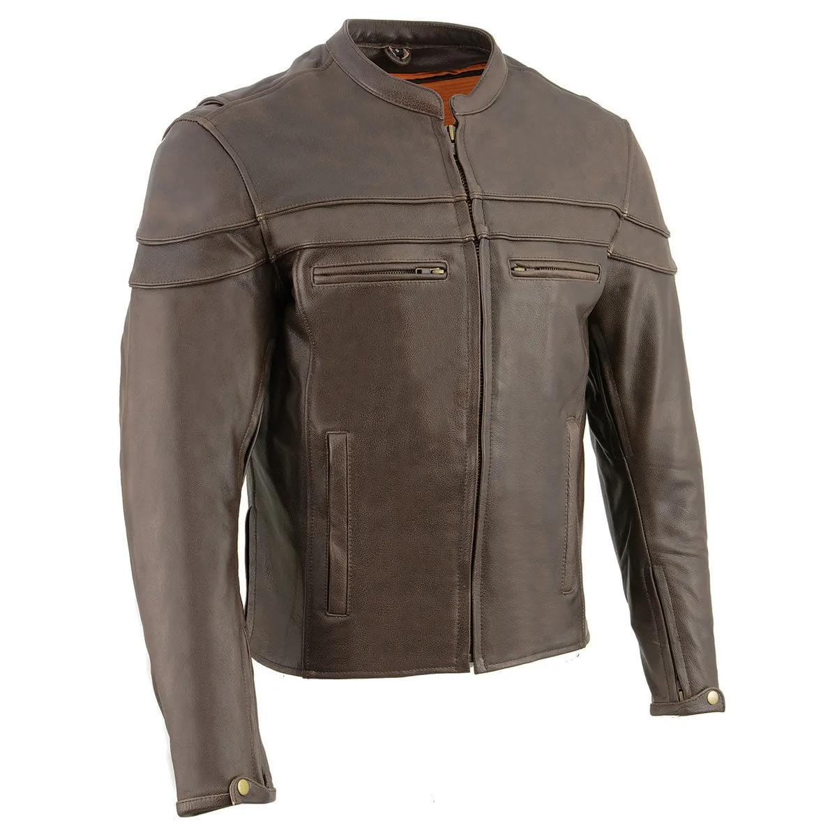 Men's Sporty Crossover Retro Brown Leather Jacket