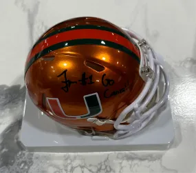 Miami Hurricanes Mauigoa Brothers Autographed Flash Alternate Speed Riddell MINI Helmet - Orange