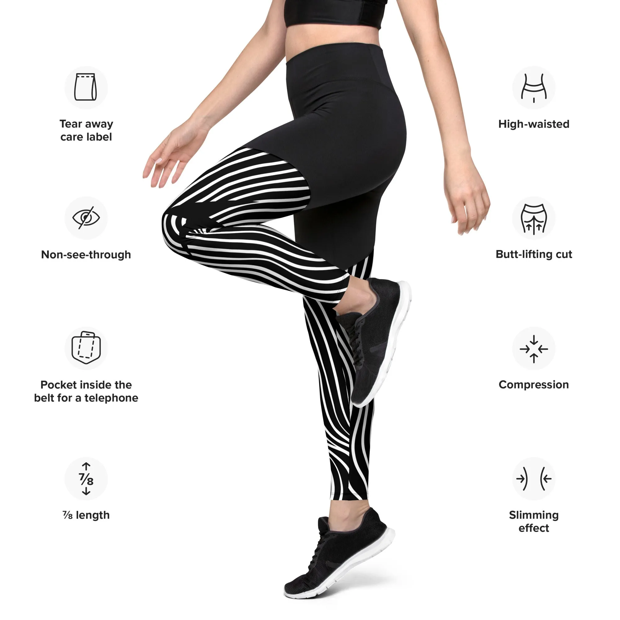 Mushroom Lines Compression Leggings