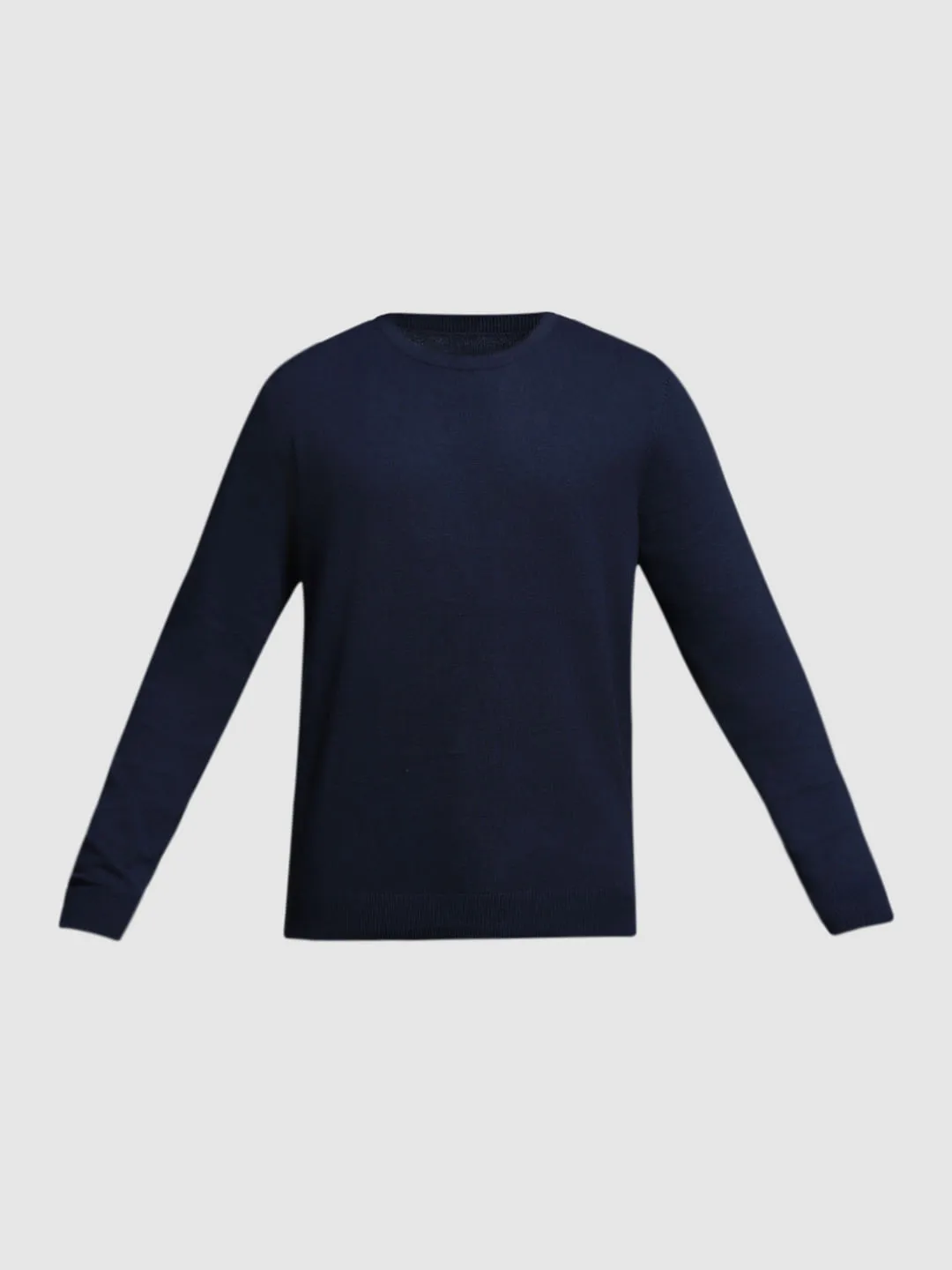 Navy Blue Flat Knit Pullover