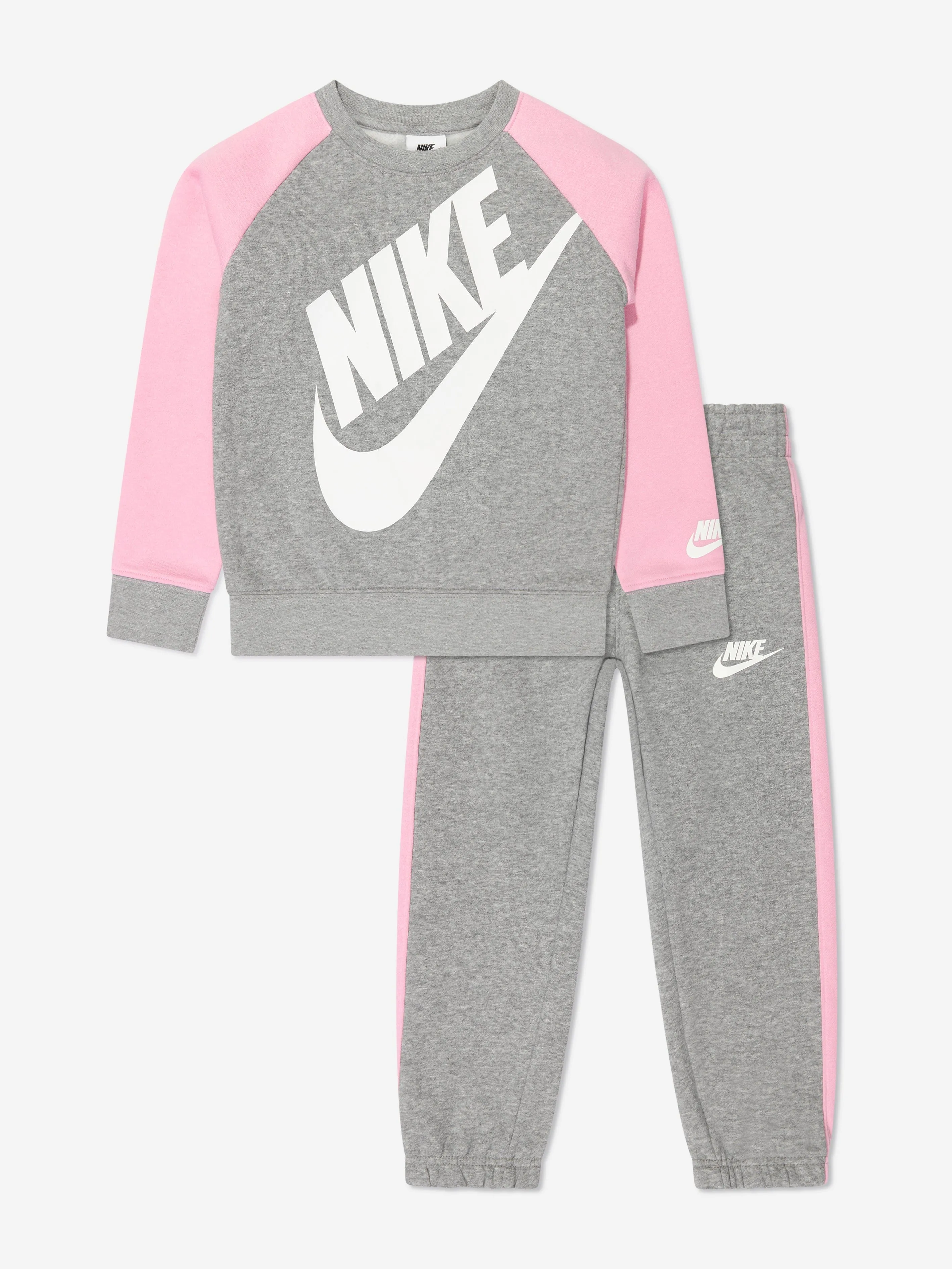 Nike Girls Oversized Futura Crew Tracksuit in Grey