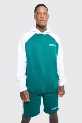 Official Raglan Panel Hooded Short Tracksuit | boohooMAN UK