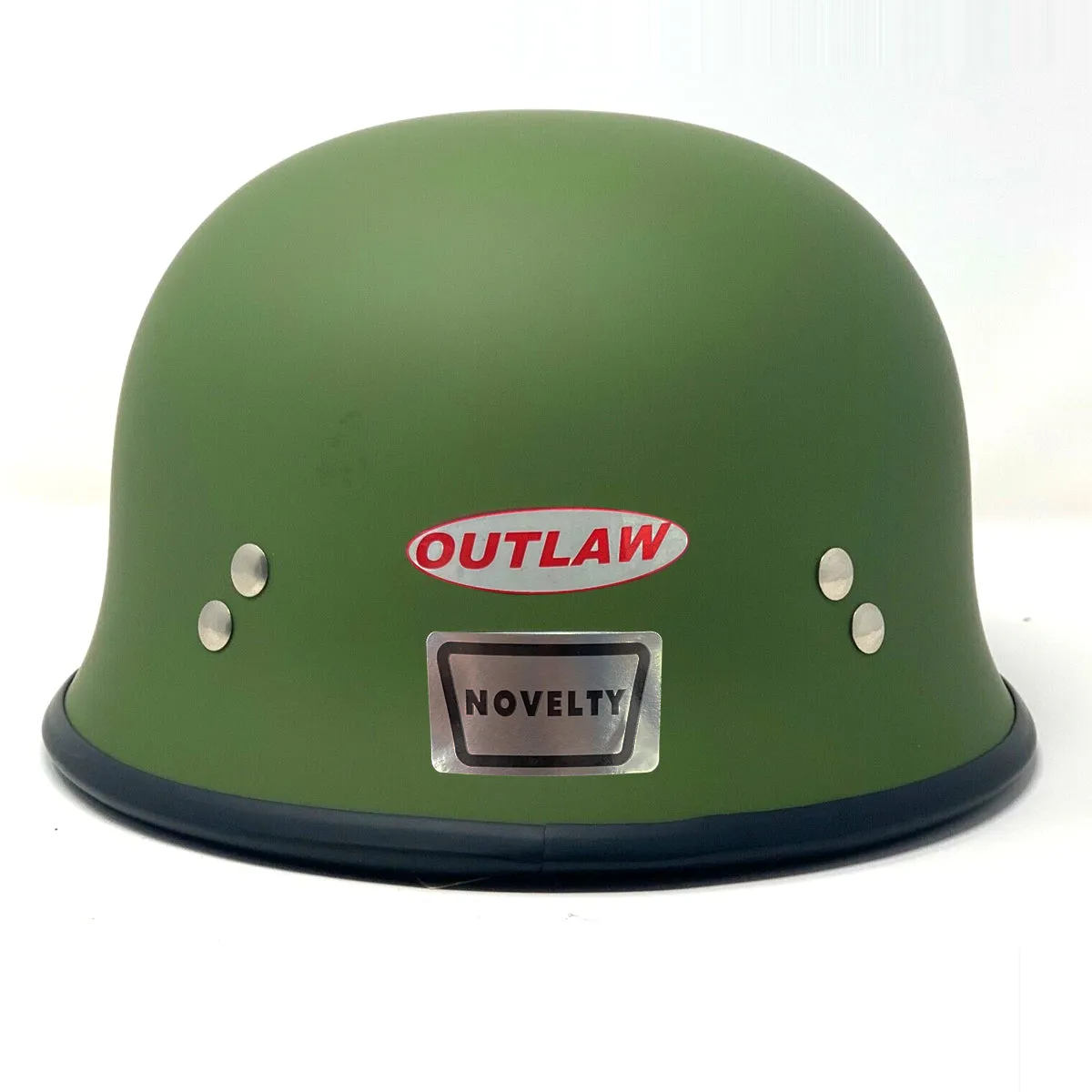 Outlaw Helmets N10 NOVELTY Green German Style Motorcycle Half Helmet for Men & Women - Adult Unisex Skull Cap for Bike Scooter A