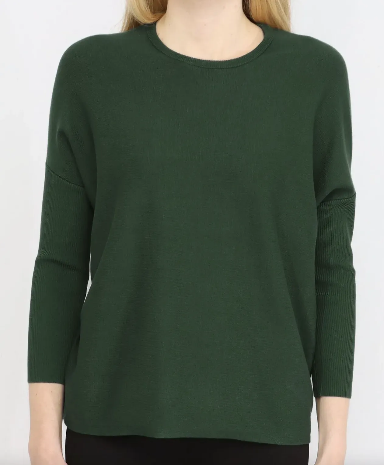 OVERSIZED CREW NECK PULLOVER W/ RIB SLEEVES AMAZON L