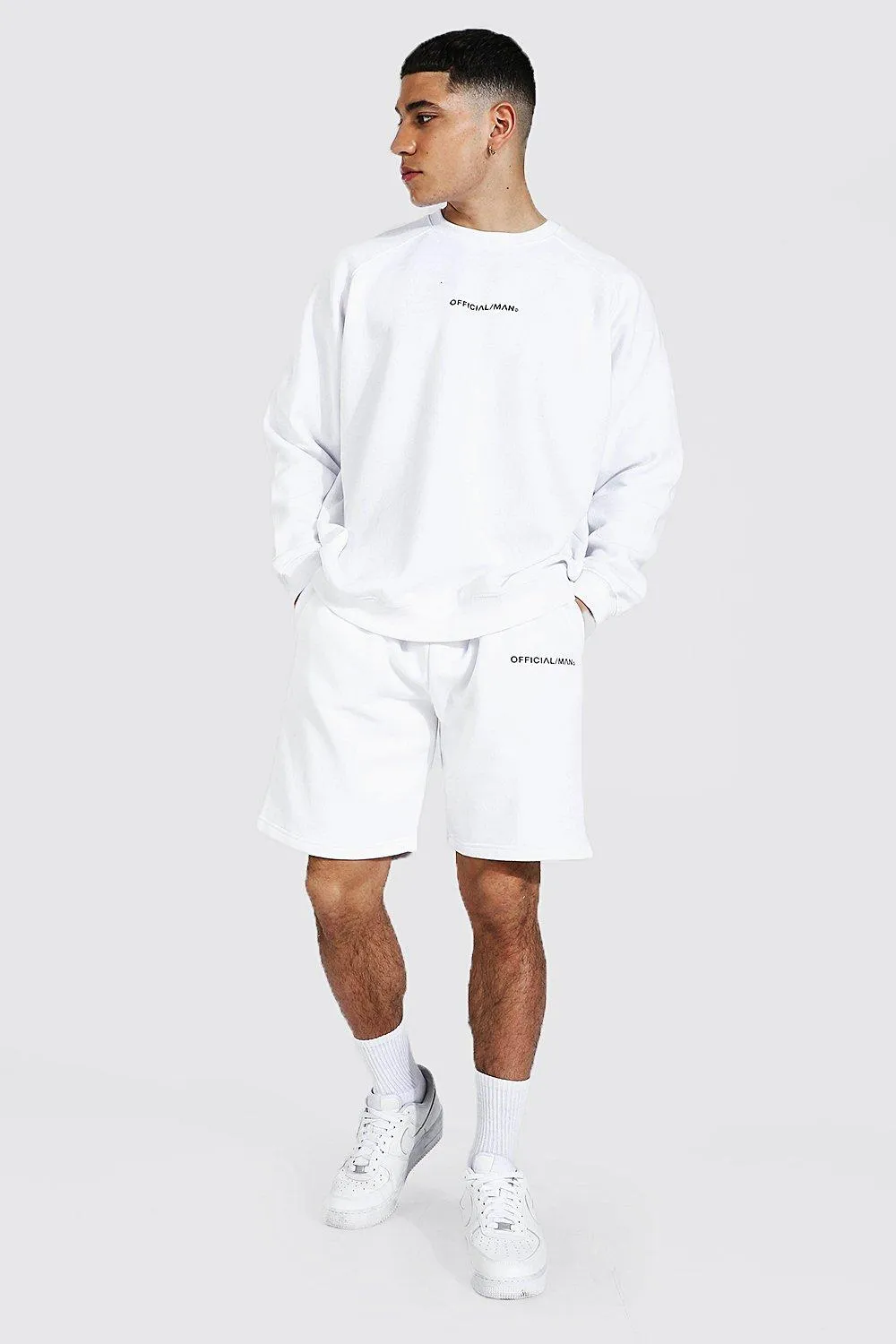 Oversized Official Man Raglan Short Tracksuit | boohooMAN UK