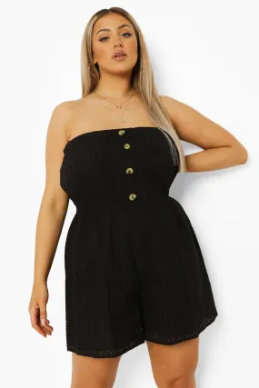 Plus Eyelet Bandeau Romper