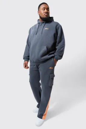 Plus Limited Embroidered Gusset Cargo Tracksuit | boohooMAN UK