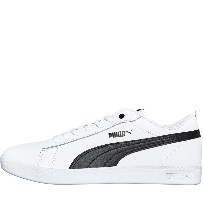 Puma Mens Smash V2 Leather Trainers Puma White/Puma Black