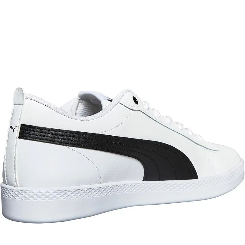 Puma Mens Smash V2 Leather Trainers Puma White/Puma Black