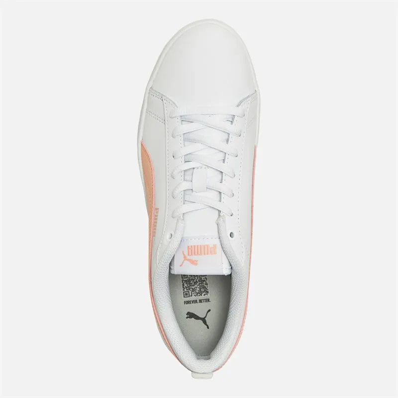 Puma Womens Smash V2 Leather Trainers White/Peach