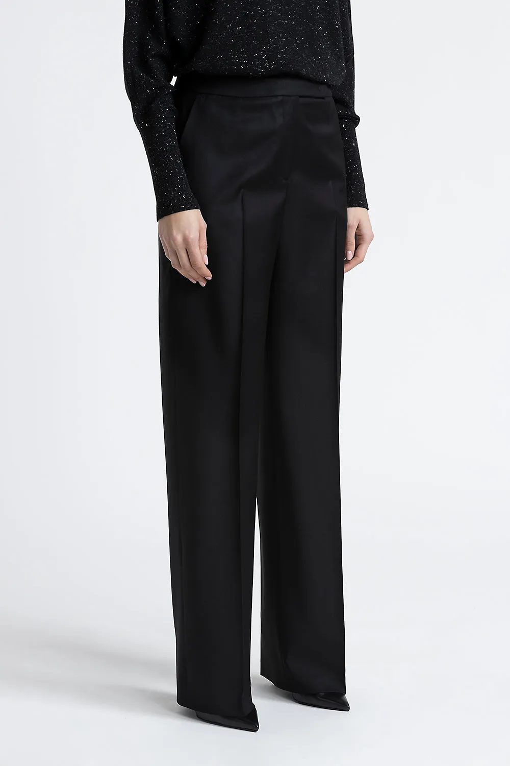 Pure wool straight leg trousers