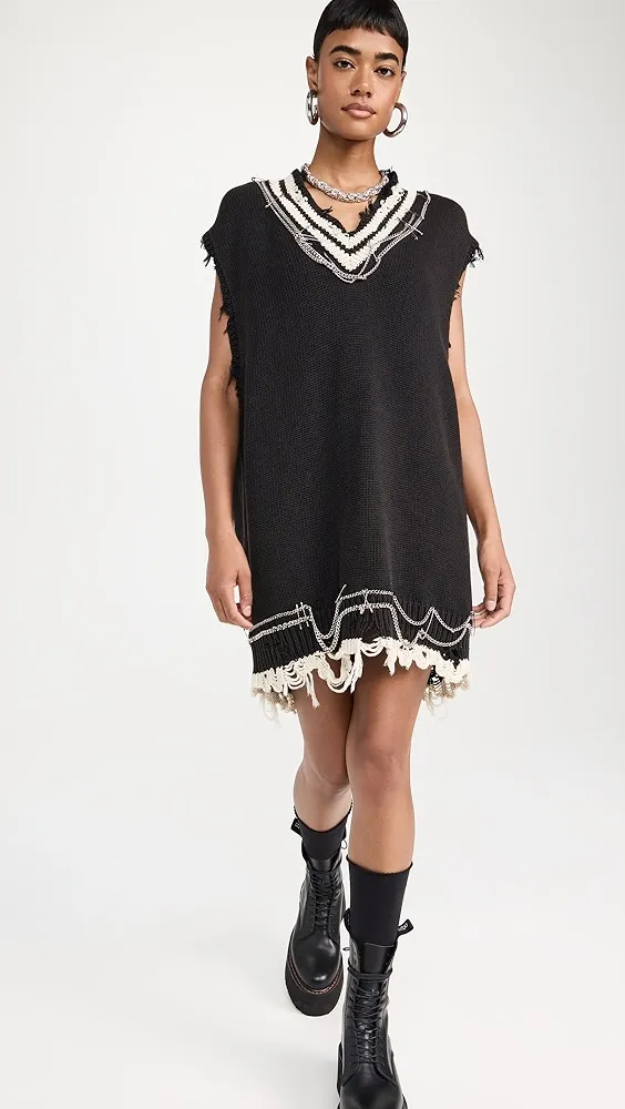 R13   Oversized Vest Dress with Chains 