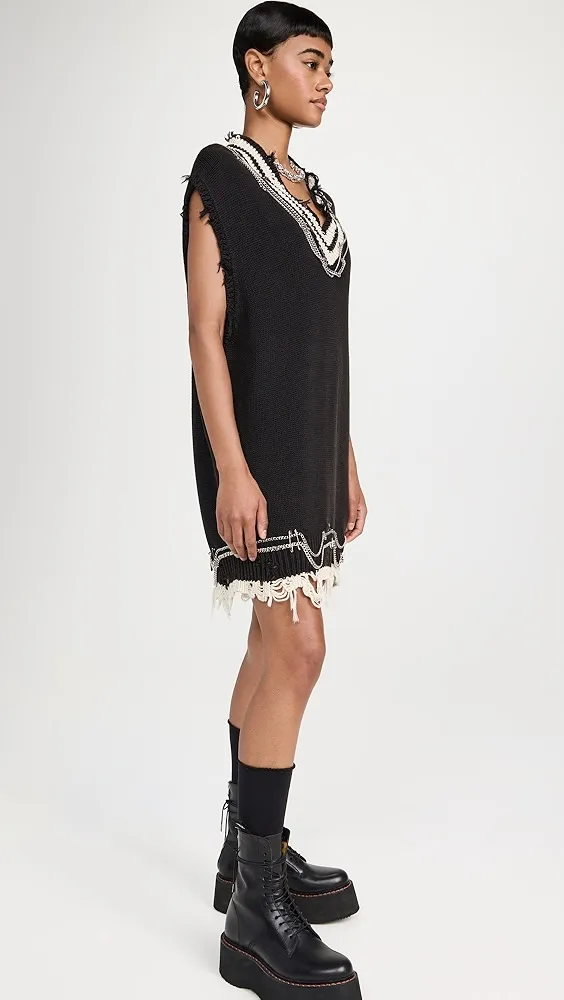 R13   Oversized Vest Dress with Chains 