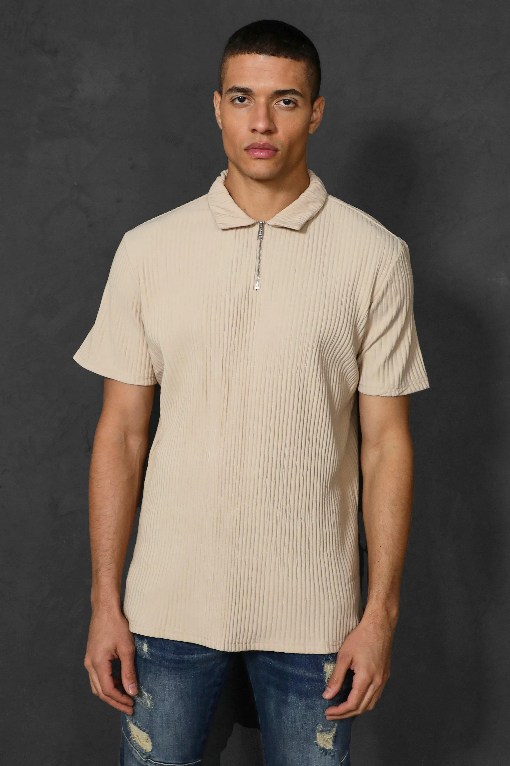 Regular Fit Pleated Polo | boohooMAN UK