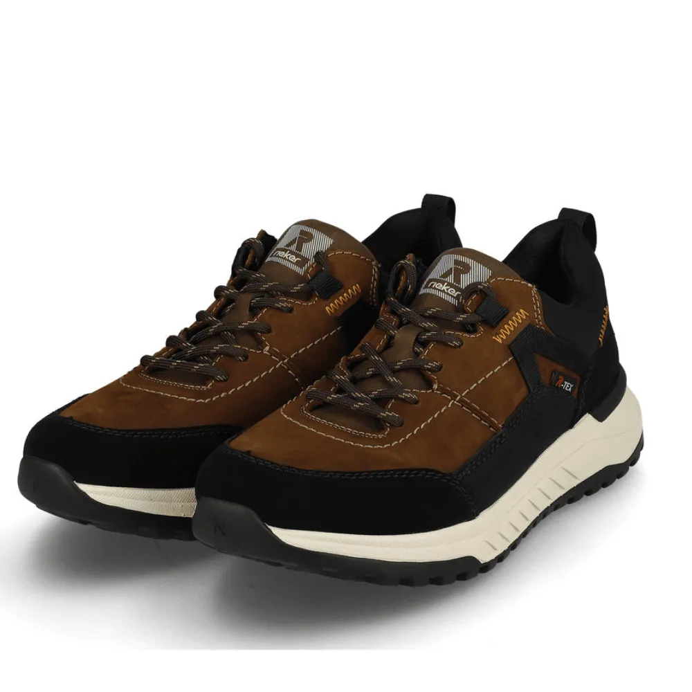 Rieker Water Resistant Brown Black Suede Trainers