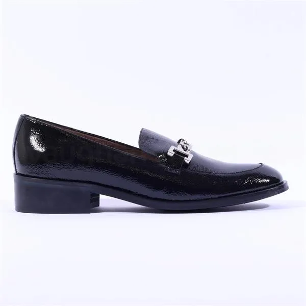 Roberta Link Chain Loafer - Black Patent