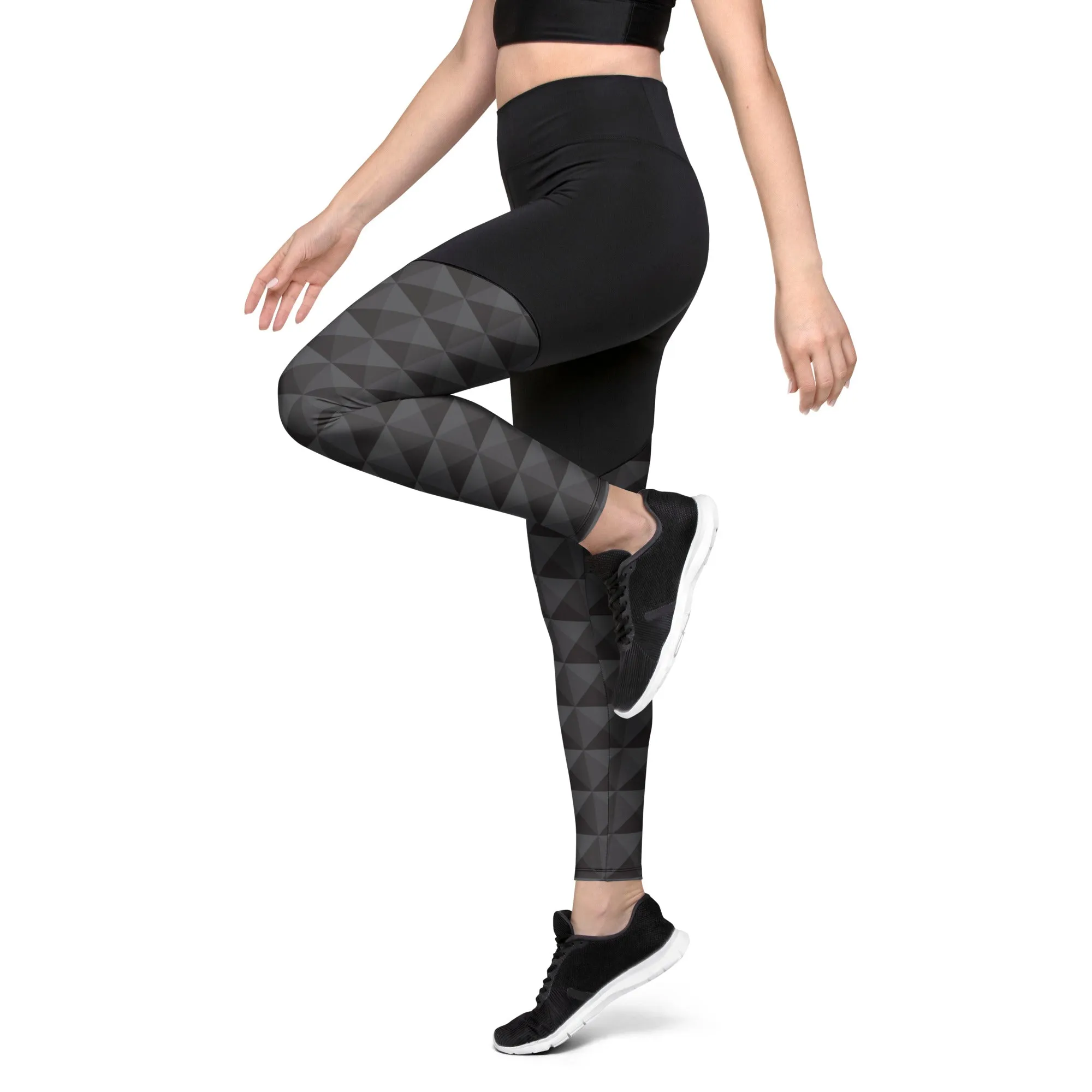 Seamless Cube Pattern Compression Leggings