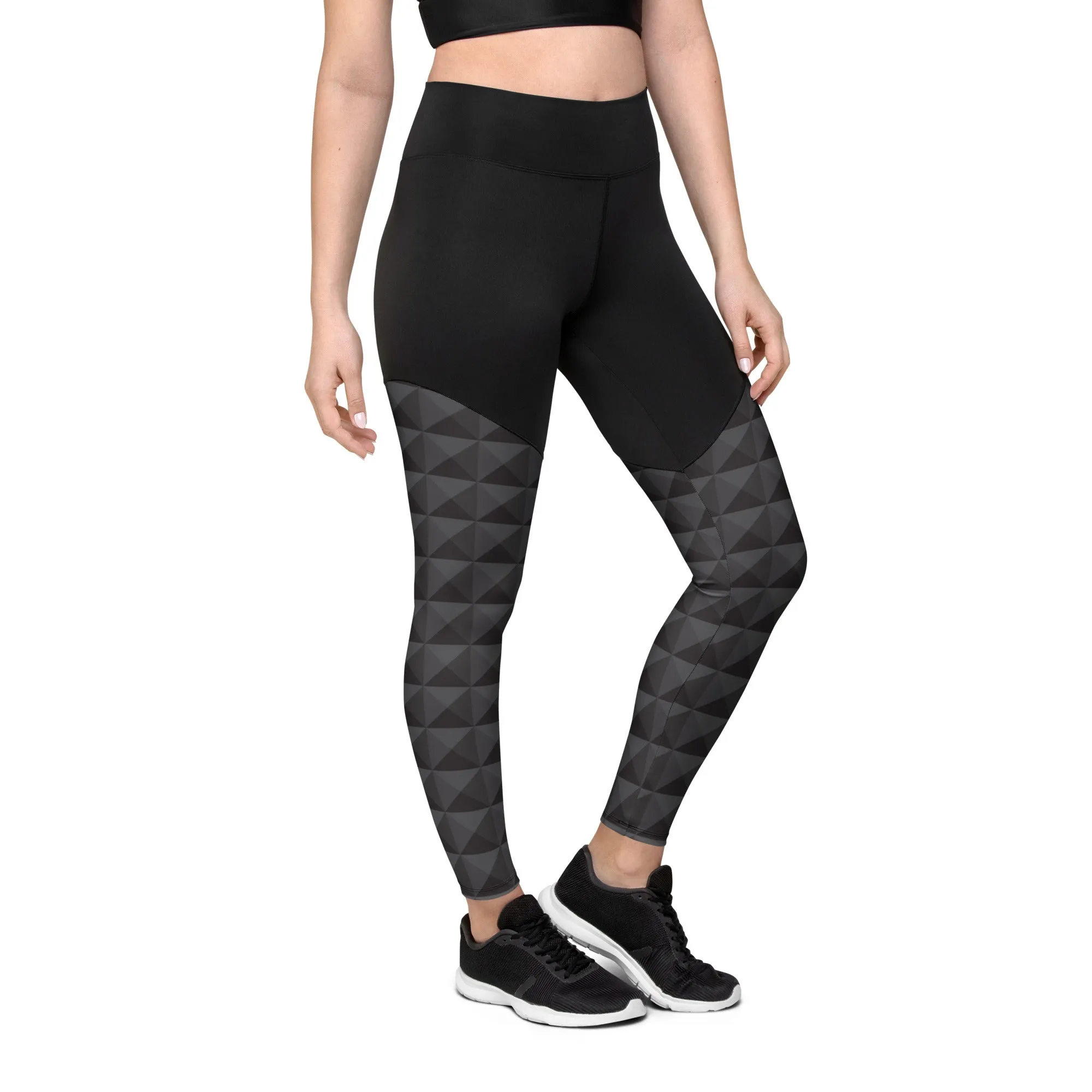 Seamless Cube Pattern Compression Leggings