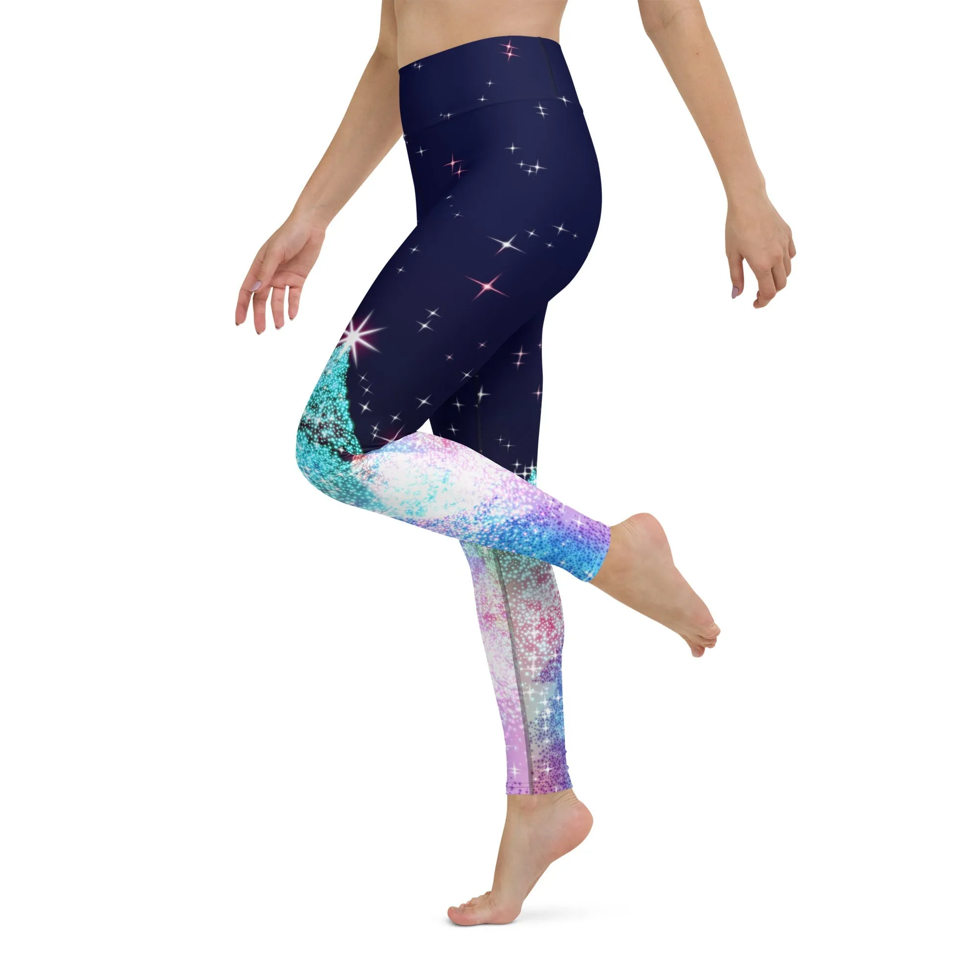 Shimmery Christmas Tree Print Yoga Leggings