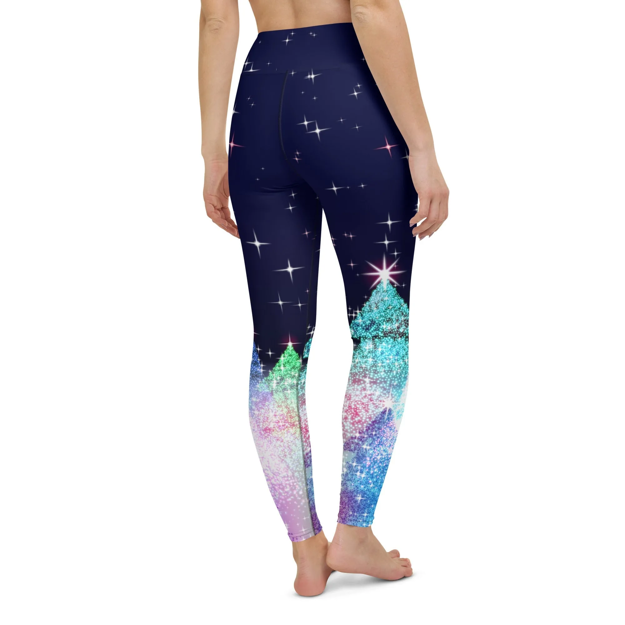 Shimmery Christmas Tree Print Yoga Leggings