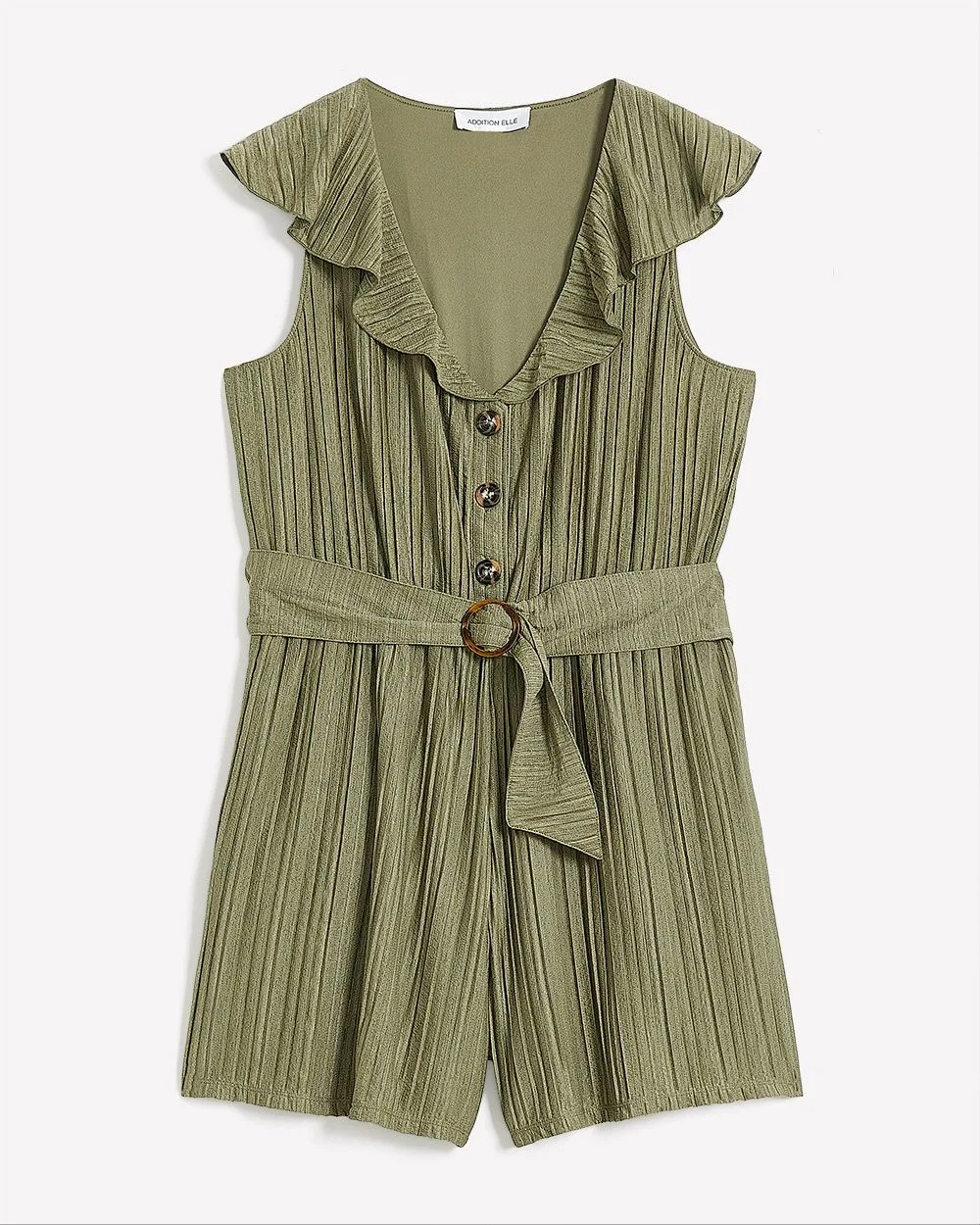 Short Sleeveless Romper with Ruffles - Addition Elle