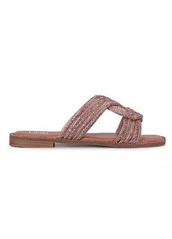 Sinead Rose Gold Diamante Embellished Sandals by Linzi | Look Again