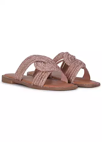 Sinead Rose Gold Diamante Embellished Sandals by Linzi | Look Again