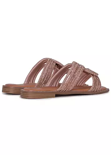 Sinead Rose Gold Diamante Embellished Sandals by Linzi | Look Again