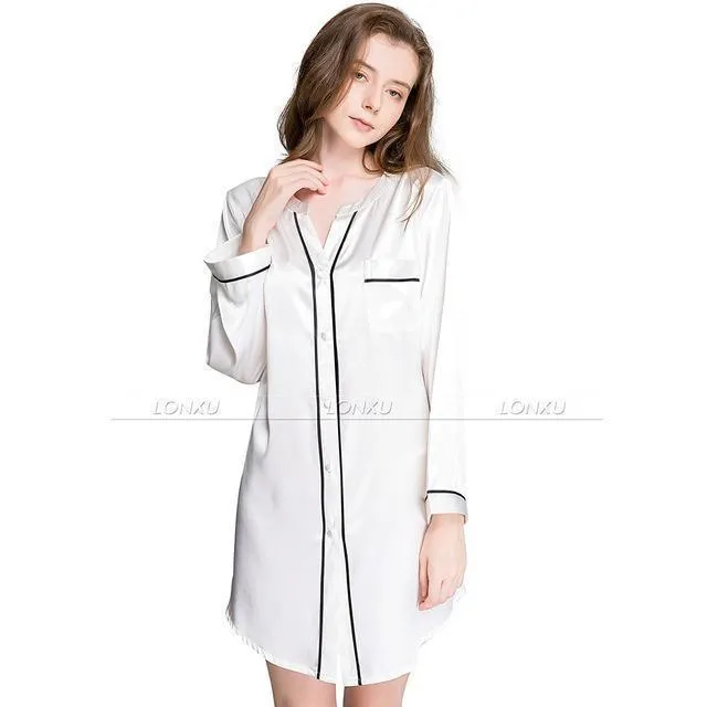 Sleepwear-Women Silk Night Dress Sleepshirt