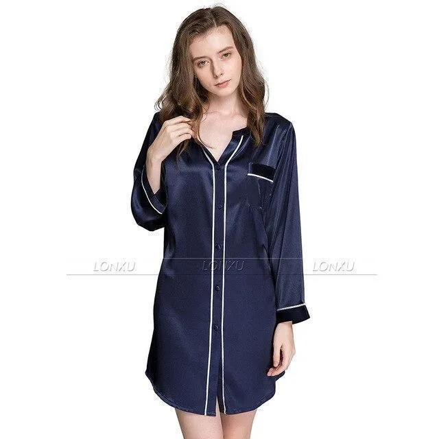 Sleepwear-Women Silk Night Dress Sleepshirt