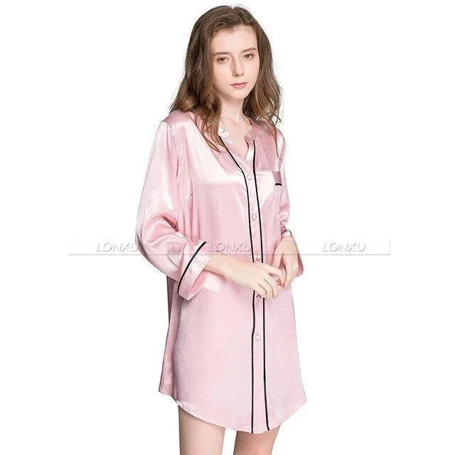 Sleepwear-Women Silk Night Dress Sleepshirt