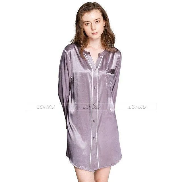 Sleepwear-Women Silk Night Dress Sleepshirt