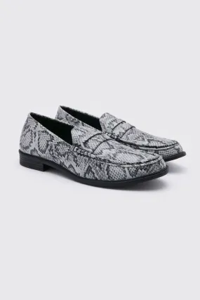 Snake Print Loafer | boohooMAN UK