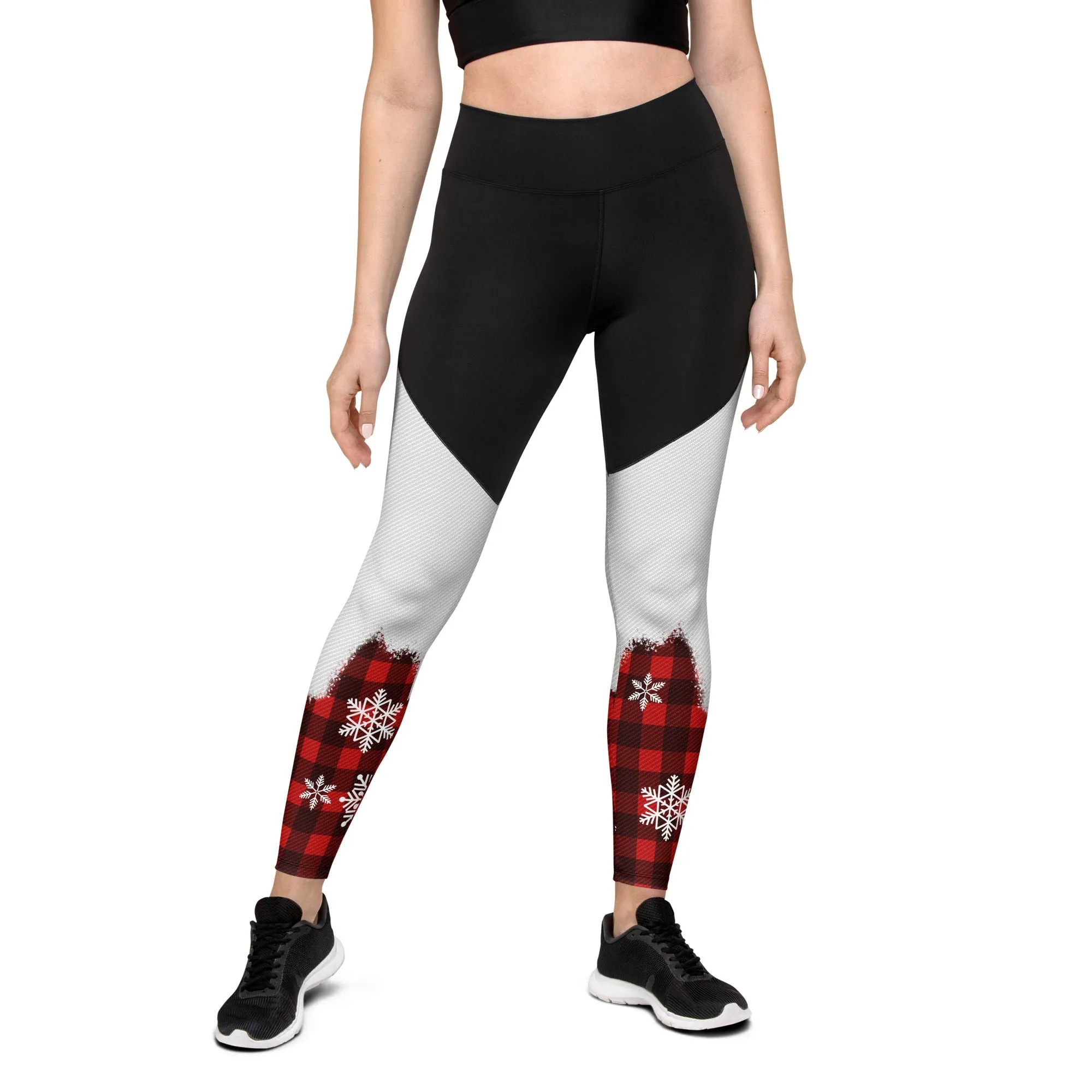 Snowy Plaid Perfection Compression Leggings