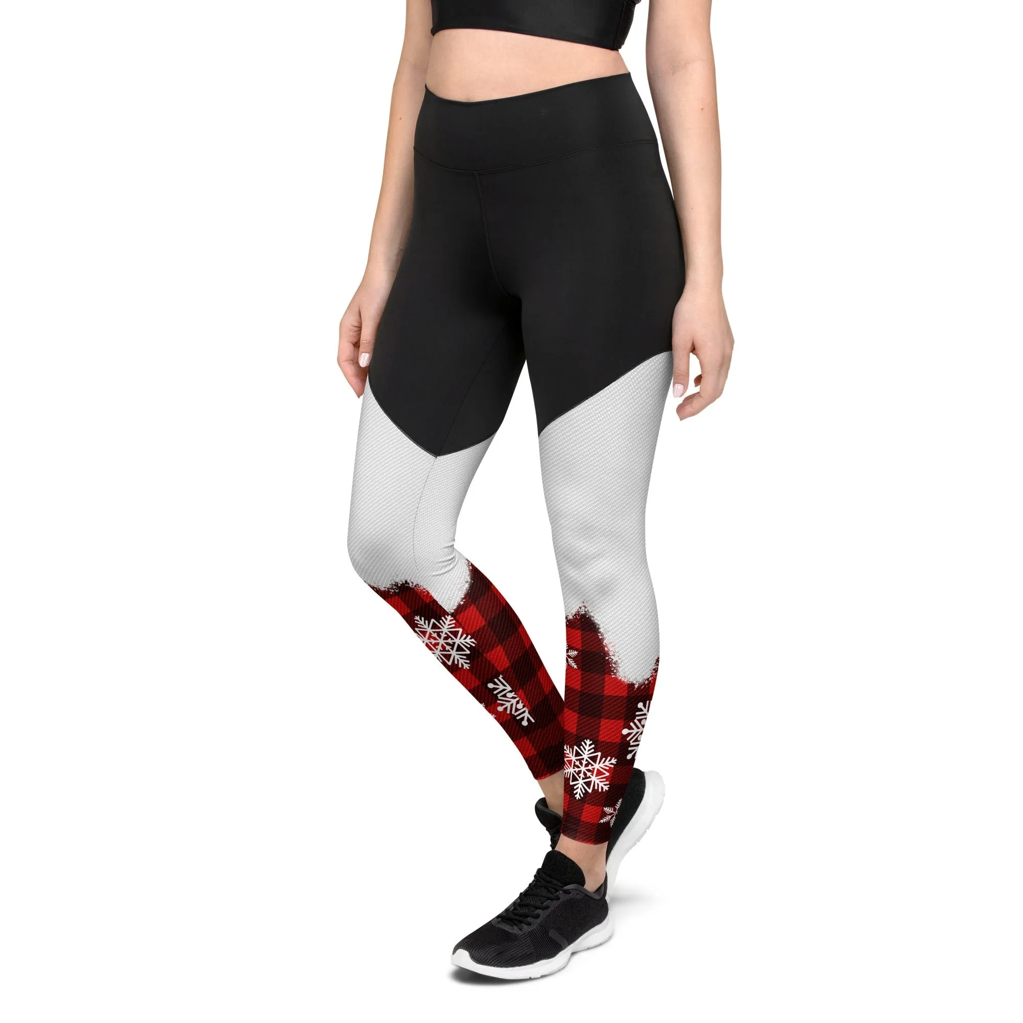 Snowy Plaid Perfection Compression Leggings