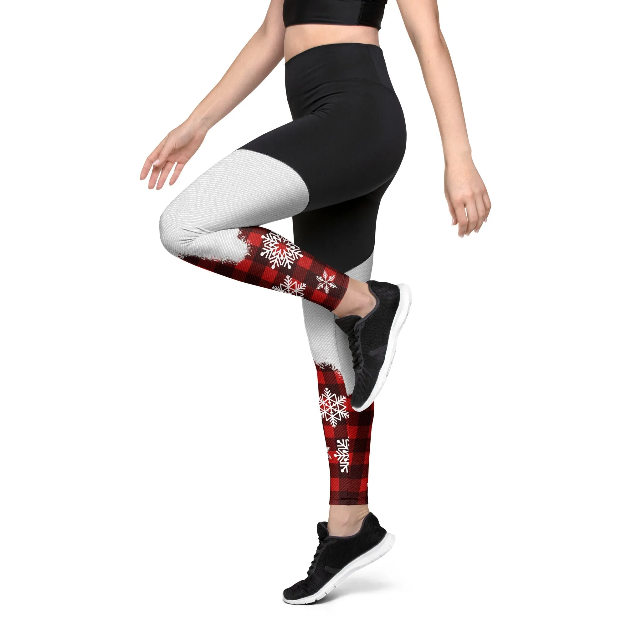 Snowy Plaid Perfection Compression Leggings