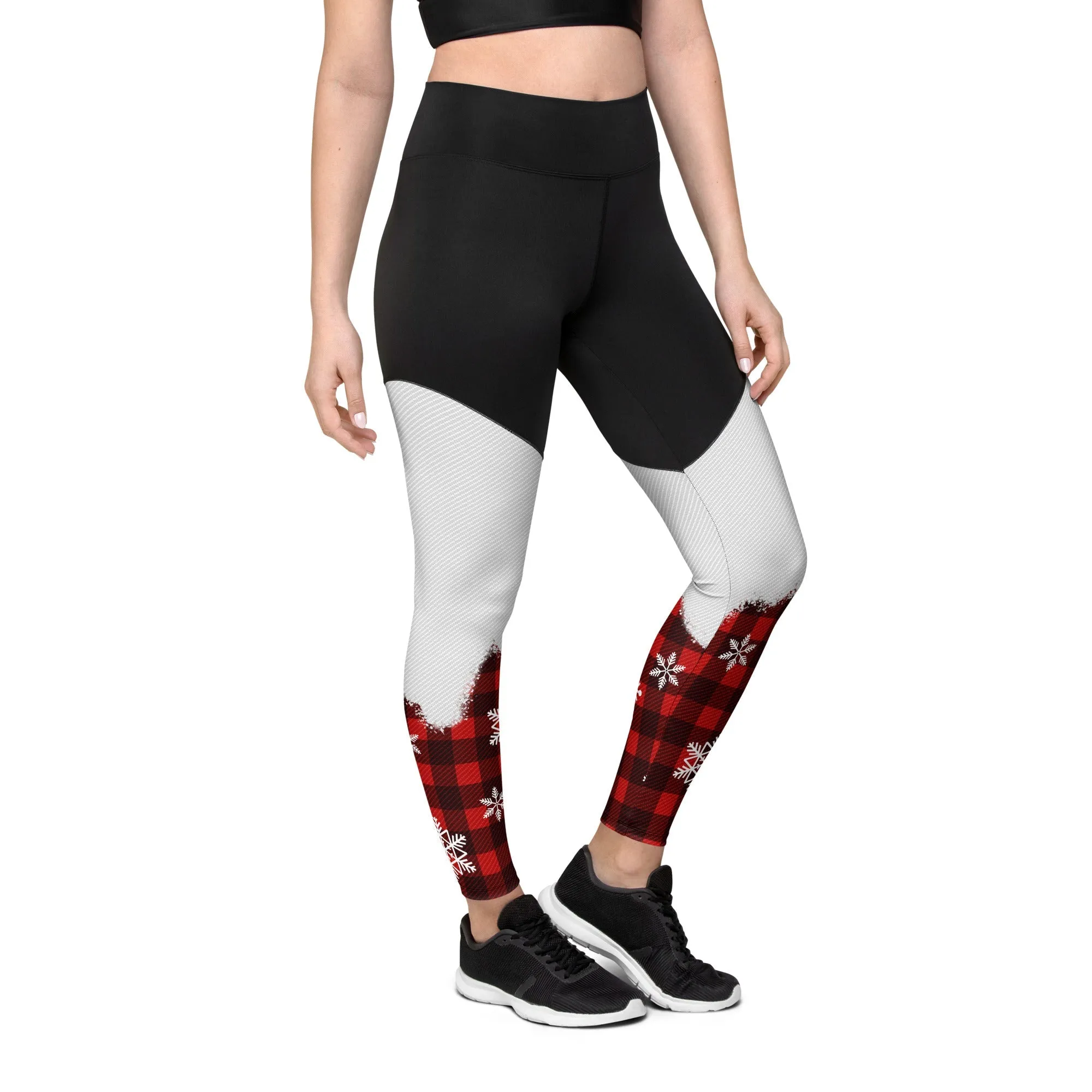 Snowy Plaid Perfection Compression Leggings