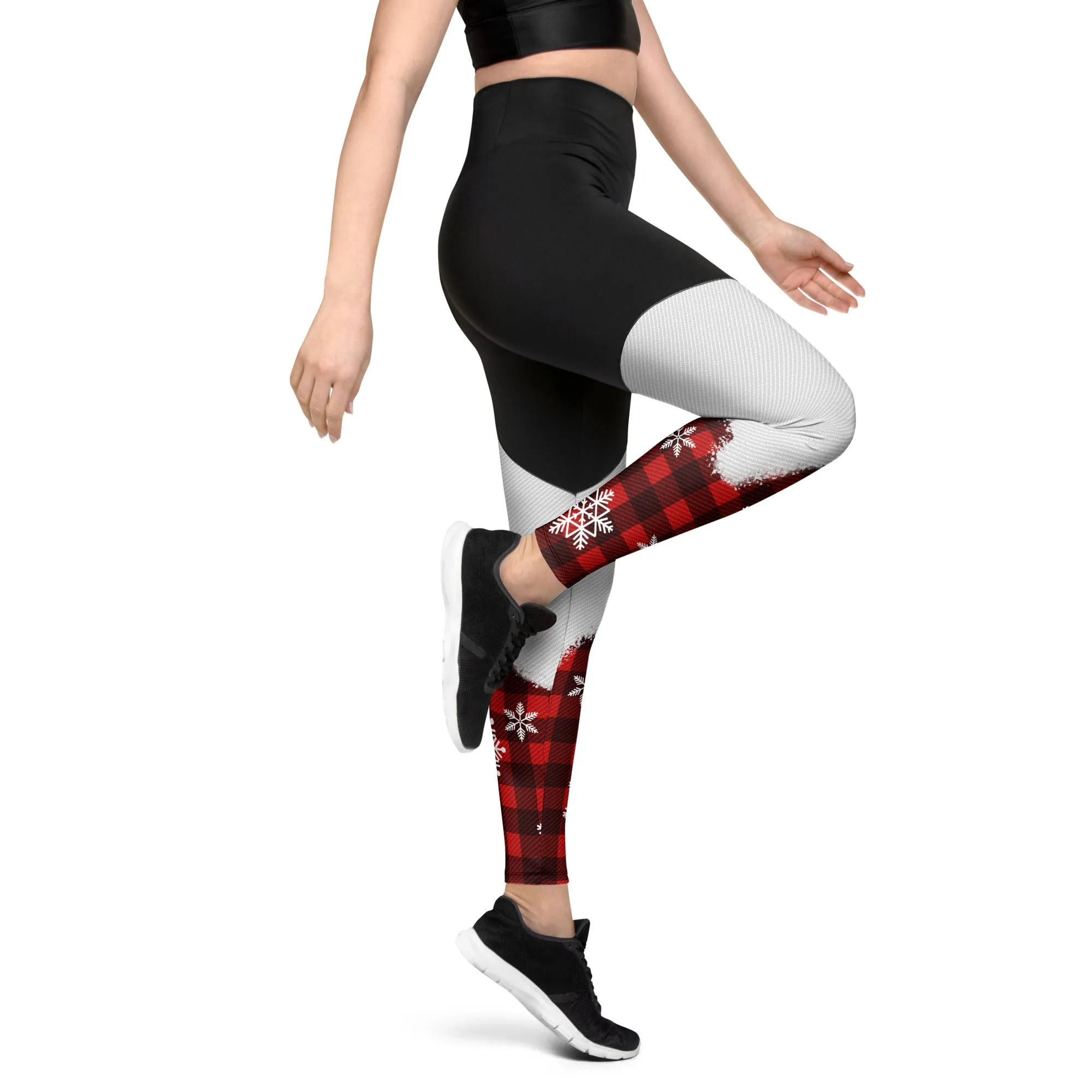 Snowy Plaid Perfection Compression Leggings