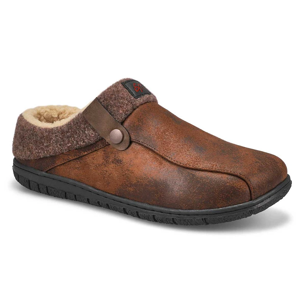 Soft Moc Mens Cameron 3 Open Back Slipper - Brown