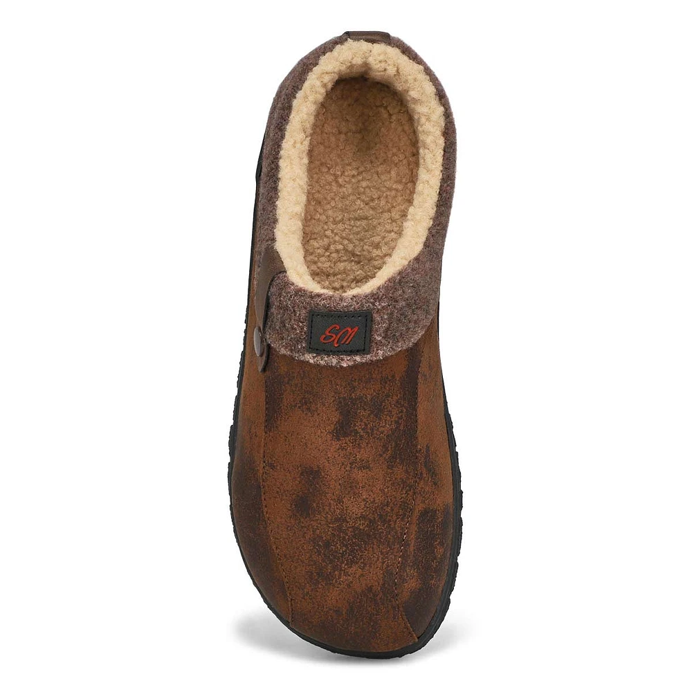 Soft Moc Mens Cameron 3 Open Back Slipper - Brown