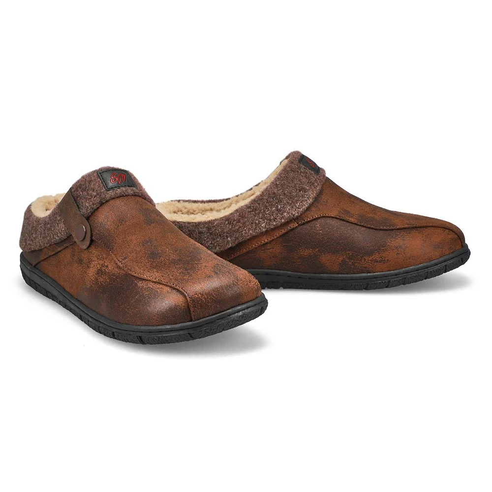 Soft Moc Mens Cameron 3 Open Back Slipper - Brown