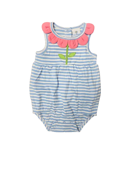 Stripe Knit Romper with Flower Petals