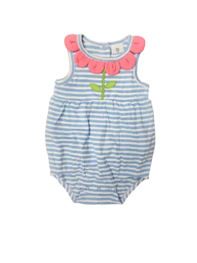 Stripe Knit Romper with Flower Petals