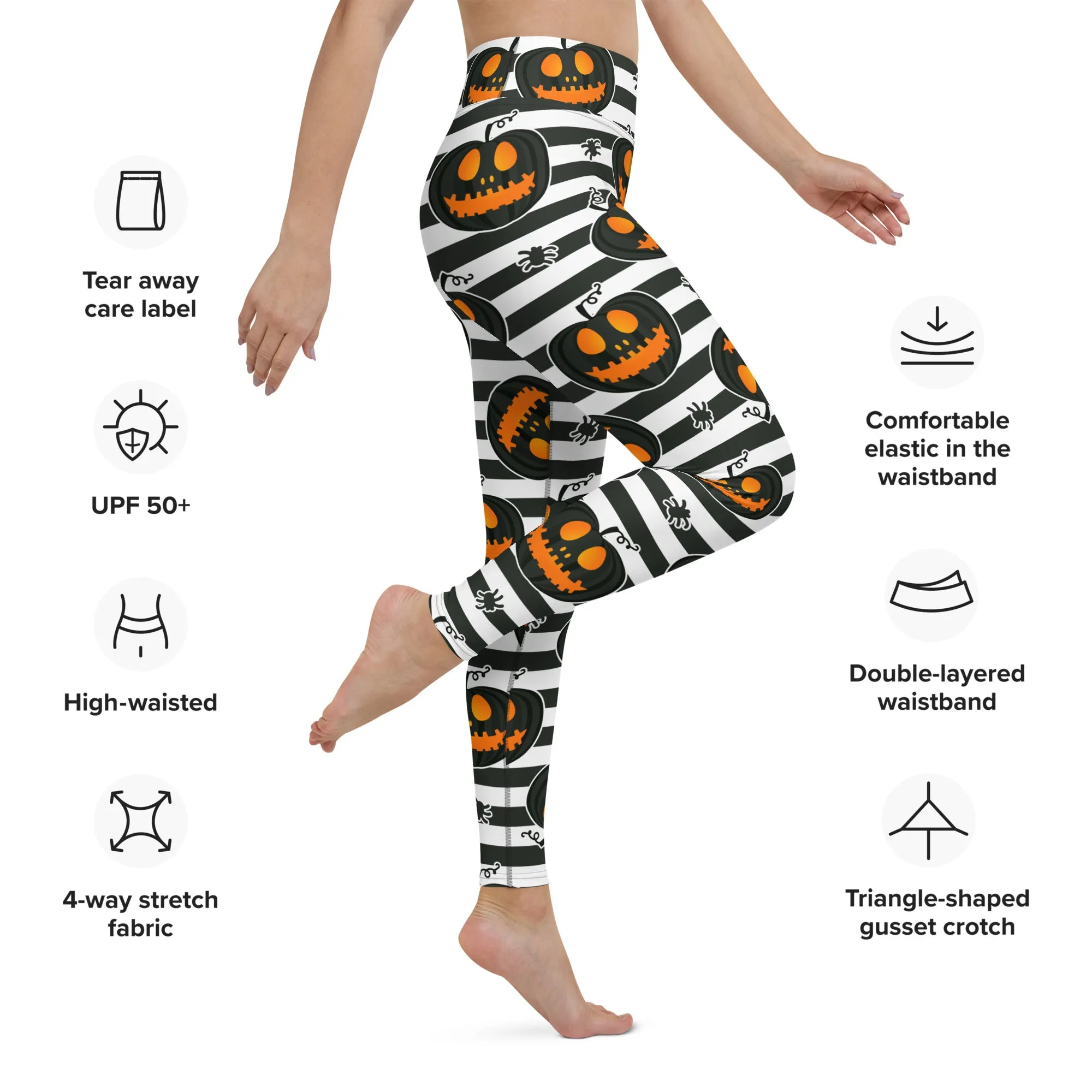 Striped Jack O'lanterns Yoga Leggings