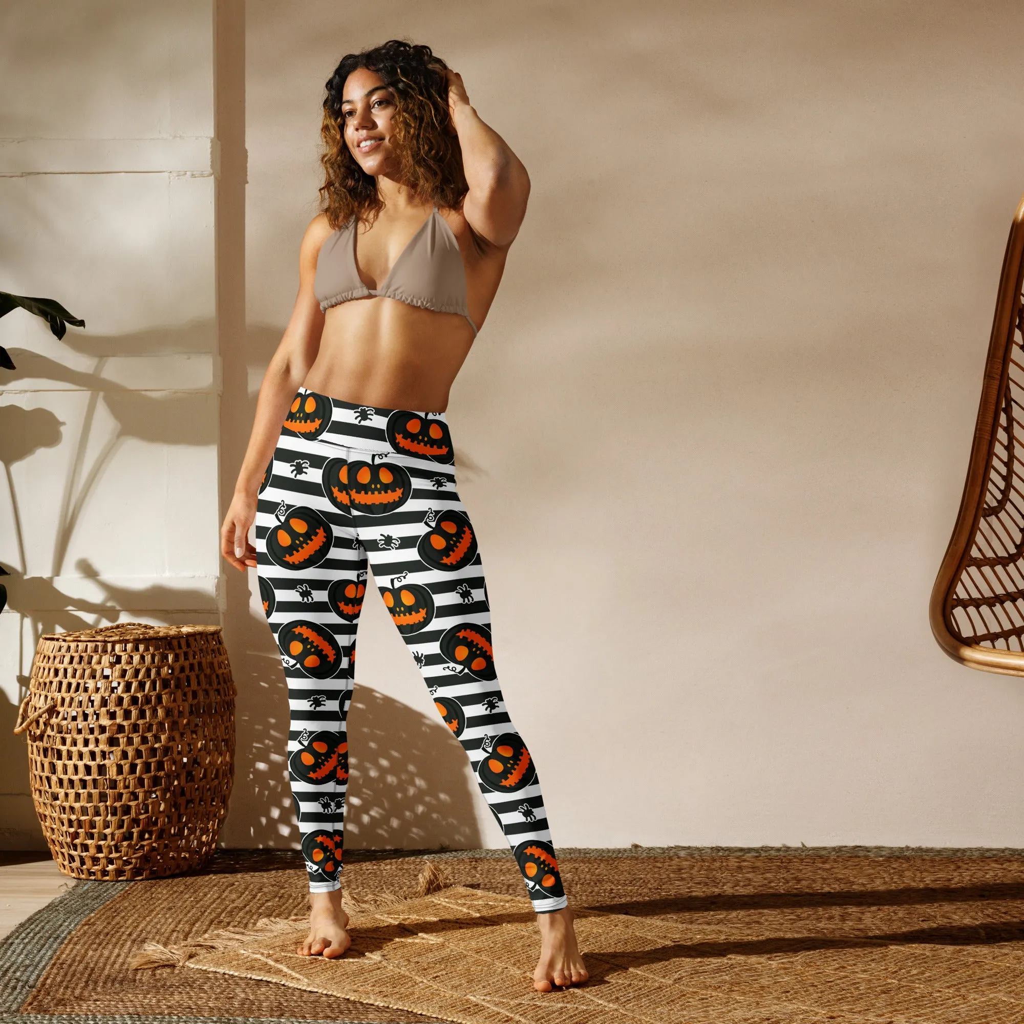 Striped Jack O'lanterns Yoga Leggings