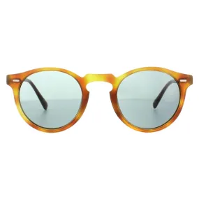 Sunglasses | Round Semi Matt Havana Indigo Photochromic Sunglasses | Oliver Peoples